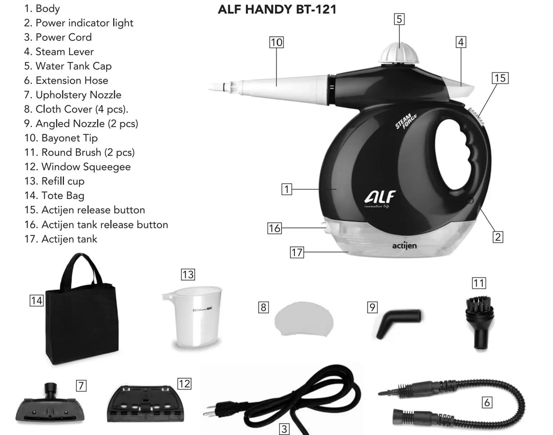 ALF HANDY BT - 121 1200 W Buharlı Temizleyici - 1 lt Actijen Dezenfektan Hediye, Sınırlı Süre İndirimYesa Home