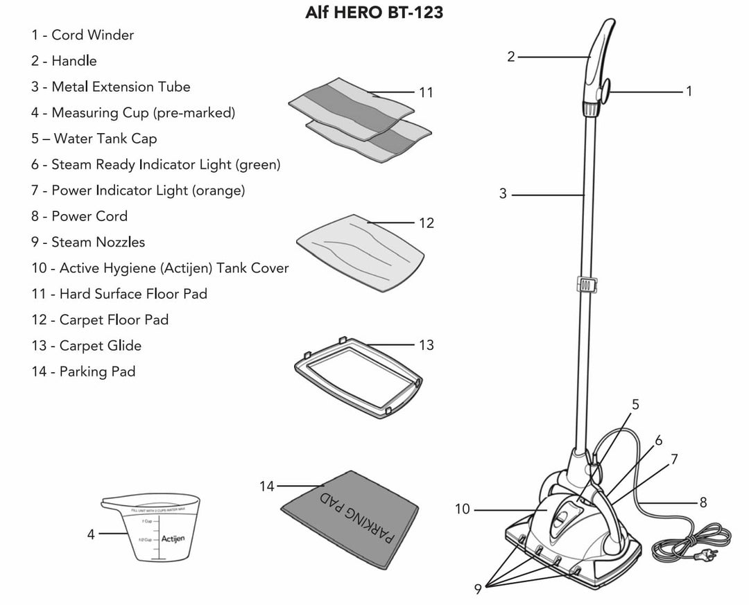 ALF HERO BT - 123 Buharlı Zemin Temizleyici - 1 lt Actijen Dezenfektan Hediye, Özel FiyatYesa Home