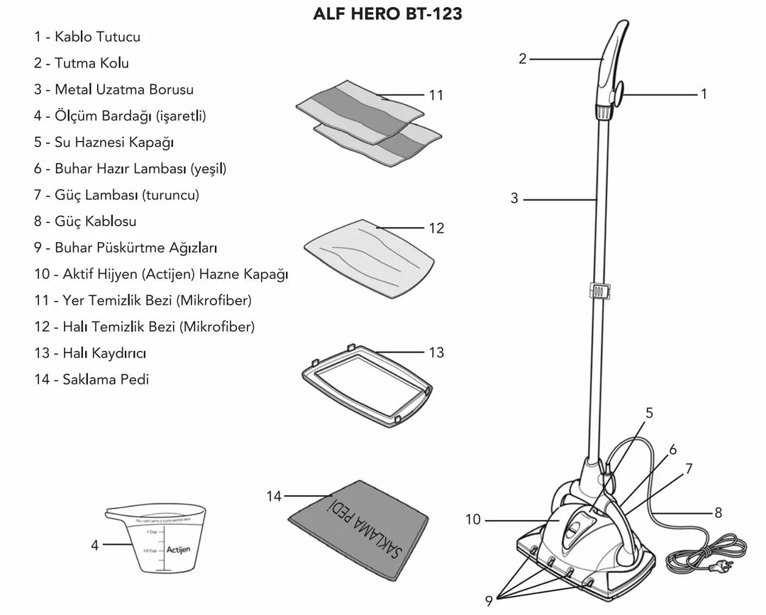 ALF HERO BT - 123 Buharlı Zemin Temizleyici - 1 lt Actijen Dezenfektan Hediye, Özel FiyatYesa Home