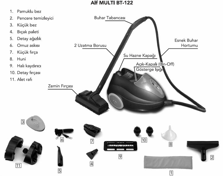 ALF Multi BT - 122 Buhar Basınçlı Temizleyici - Hediye Dezenfektan, Sınırlı Süre İndirimYesa Home