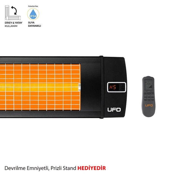 UFO Black Line 2000 W Uzaktan Kumandalı - Dikey ve Yatay Isıtıcı (Devrilme Emniyetli Prizli Stand Hediyeli)Yesa Home