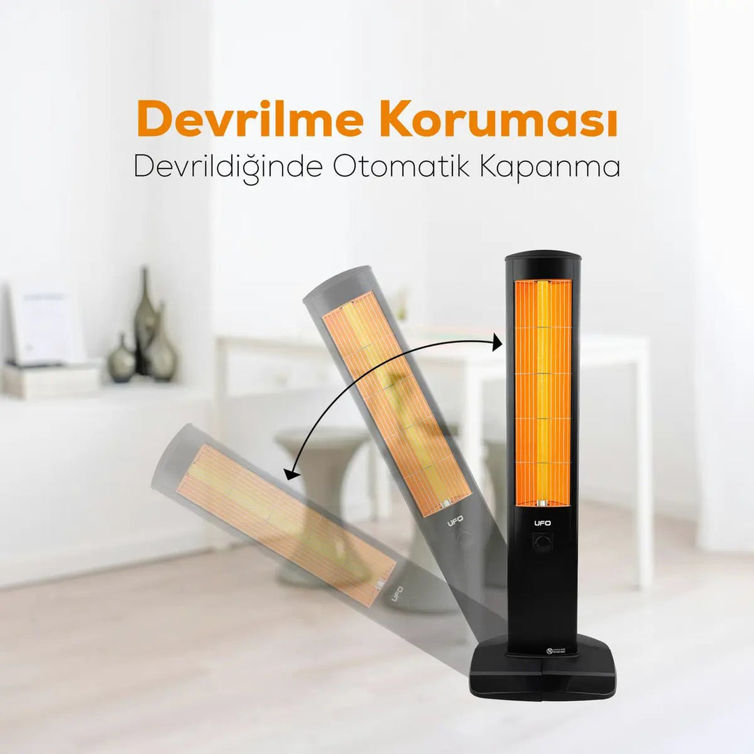 UFO Mikatronik 1900 W Dikey Isıtıcı, Termostatlı, SiyahYesa Home