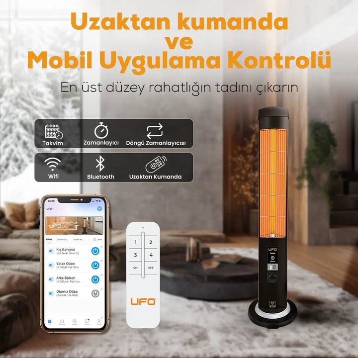 UFO Therapy Smart 2300W Mobil Uyumlu, Uzaktan Kumandalı, Tasarruf Modlu ve Programlanabilir Kule Tipi IsıtıcıYesa Home