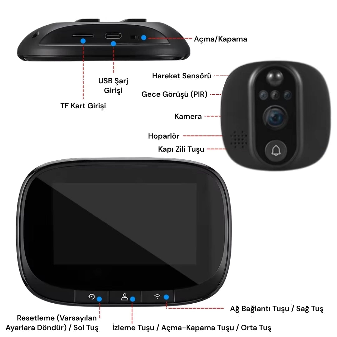 Yeco PD - 10 Akıllı Görüntülü Kapı Zili – Kablosuz, Tuya Uyumlu, 1080P Güvenlik Kameralı ZilYesa Home