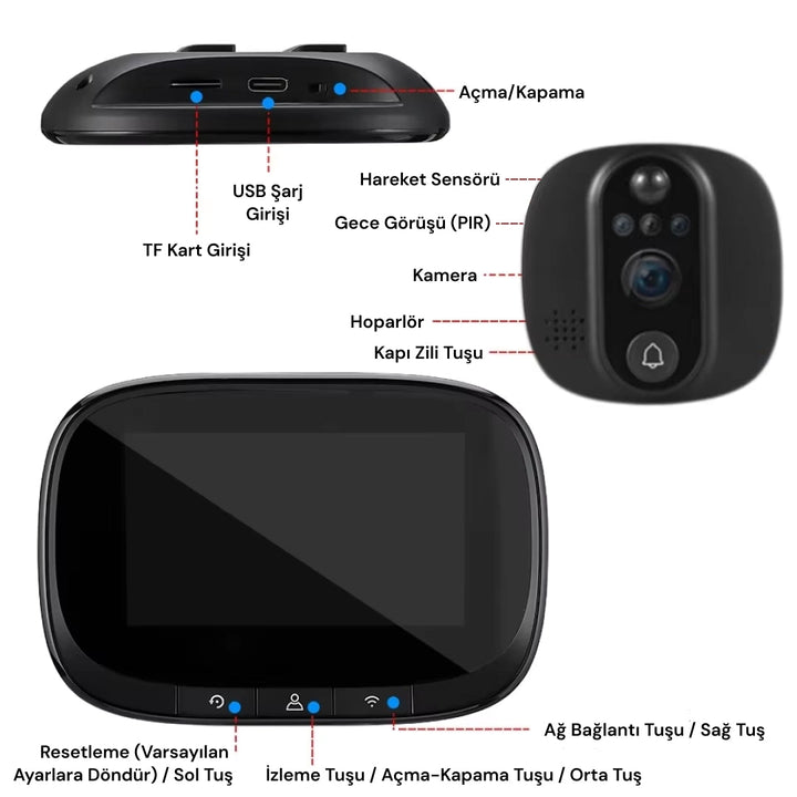 Yeco PD - 10 Akıllı Görüntülü Kapı Zili – Kablosuz, Tuya Uyumlu, 1080P Güvenlik Kameralı ZilYesa Home