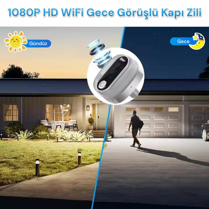 Yeco PD - 10 Akıllı Görüntülü Kapı Zili – Kablosuz, Tuya Uyumlu, 1080P Güvenlik Kameralı ZilYesa Home