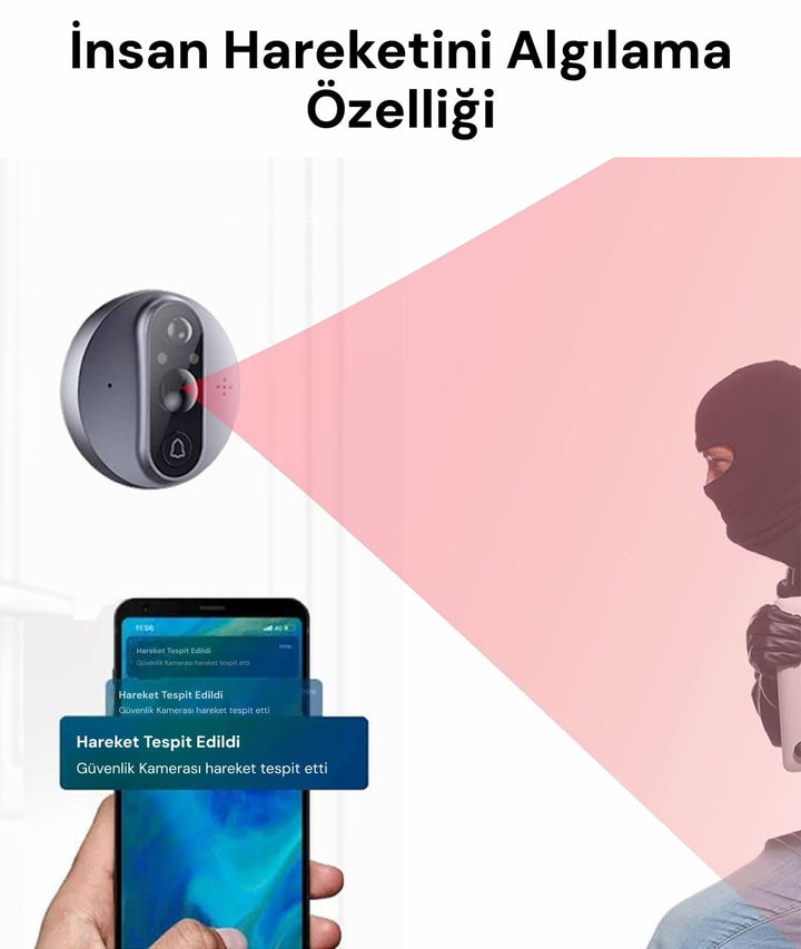 YECO PD - 20 Akıllı Kapı Zili – LCD Ekranlı, Hareket Sensörlü, Mobil UyumluYesa Home